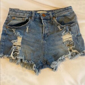 Distressed Blue Denim Shorts
